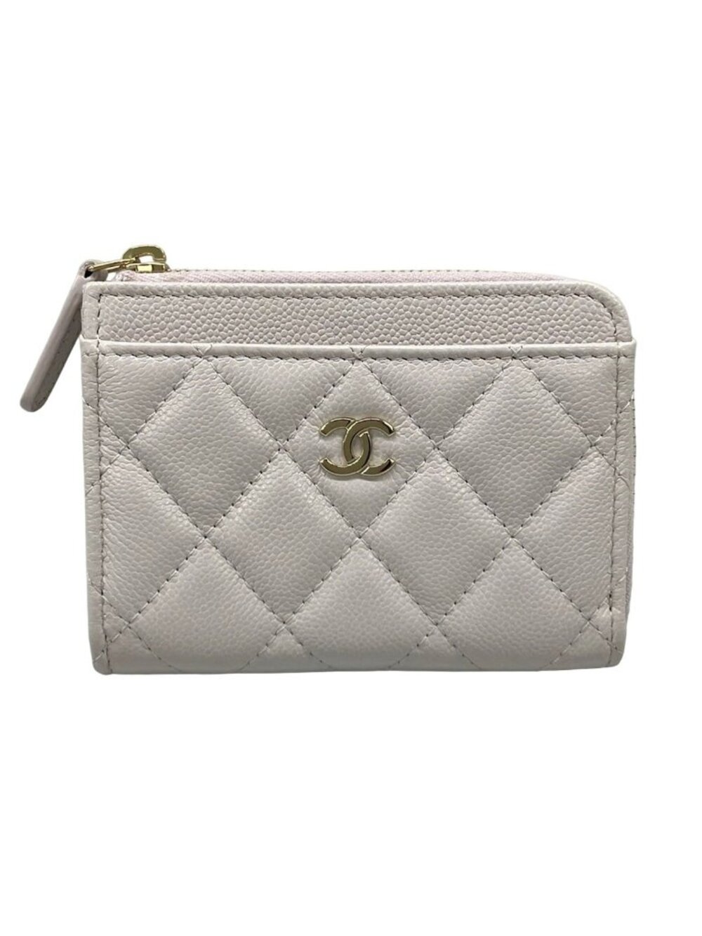 Chanel Coin Case Classic Zip Card Quilted Purple Gray